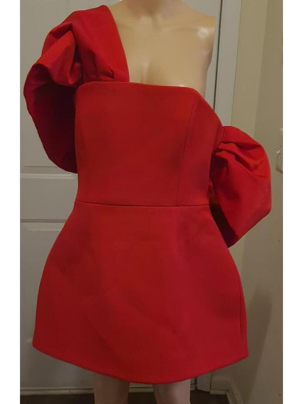 Club L London Women's Red One-Shoulder Mini Sexy Dress Size UK 16 / US 12